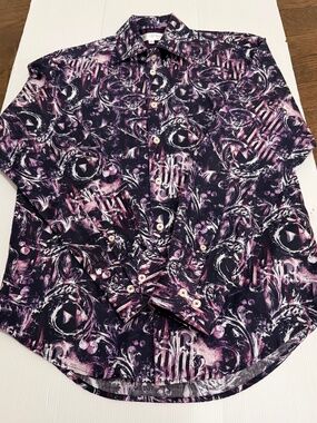 Haight & Ashbury Studio Purple Abstract Print Dress Shirt - Size M (15.5)